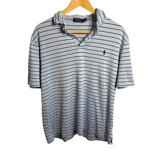 Polo Ralph Lauren Men’s Large Blue Striped Short Sleeve Polo Shirt Classic Fit